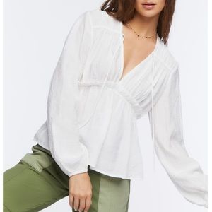 NWT Forever 21 Peasant-Sleeve Drawstring blouse